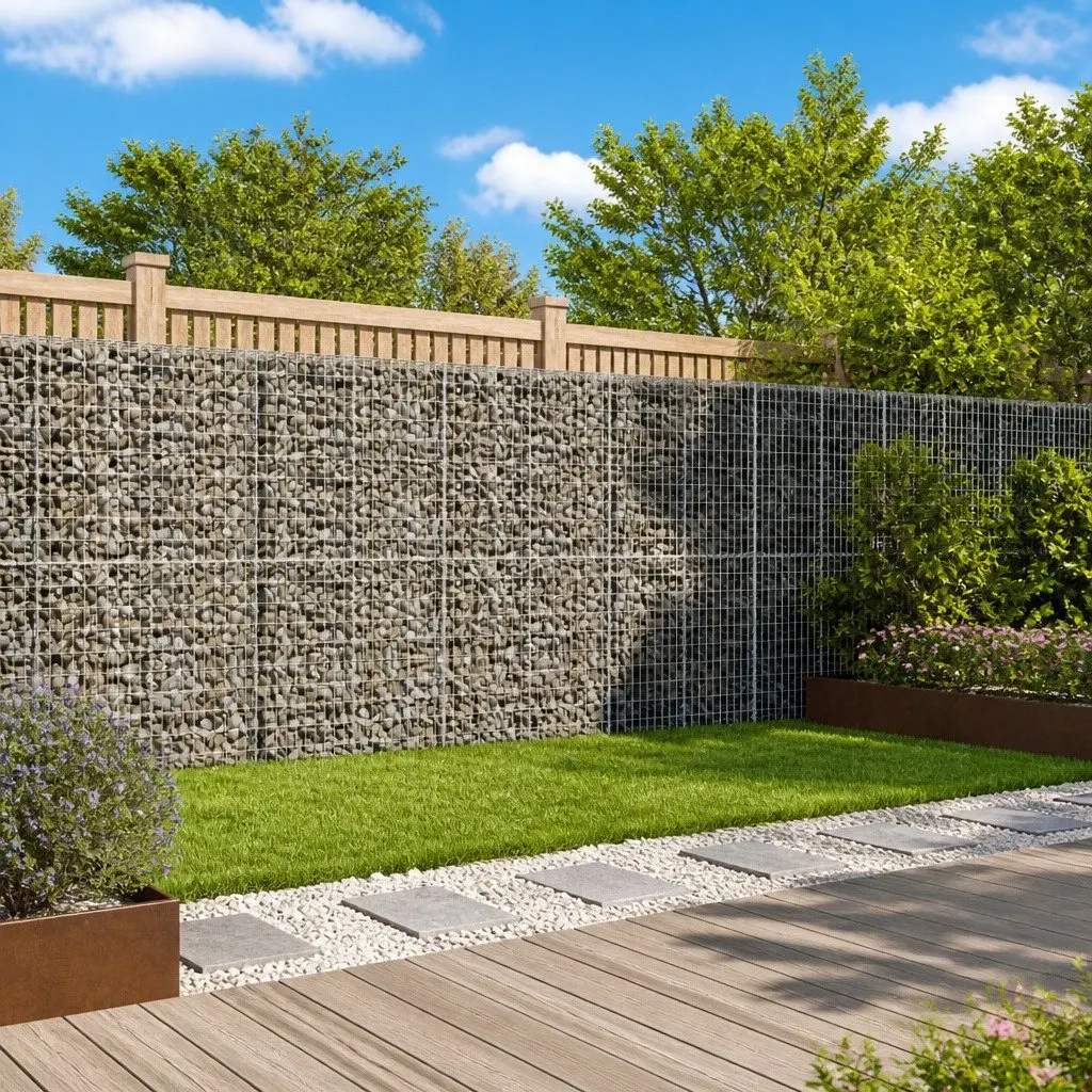 Gabion Basket Galvanised Iron Wire 500x100x200 cm Silver Outdoor Landscaping Retaining Wall