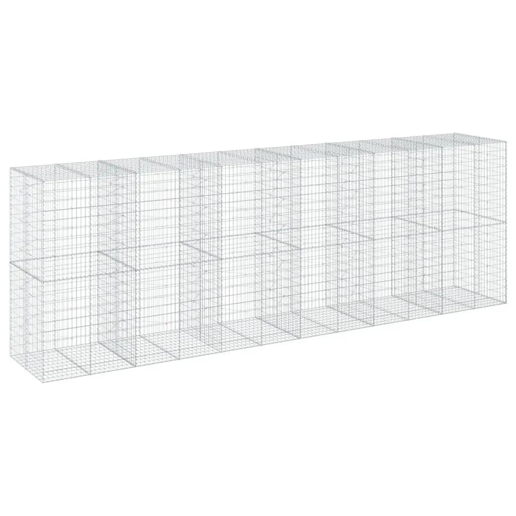 Gabion Basket Silver Wire Cage 600x100x200cm Galvanised Iron with Cover for Garden Retaining Wall