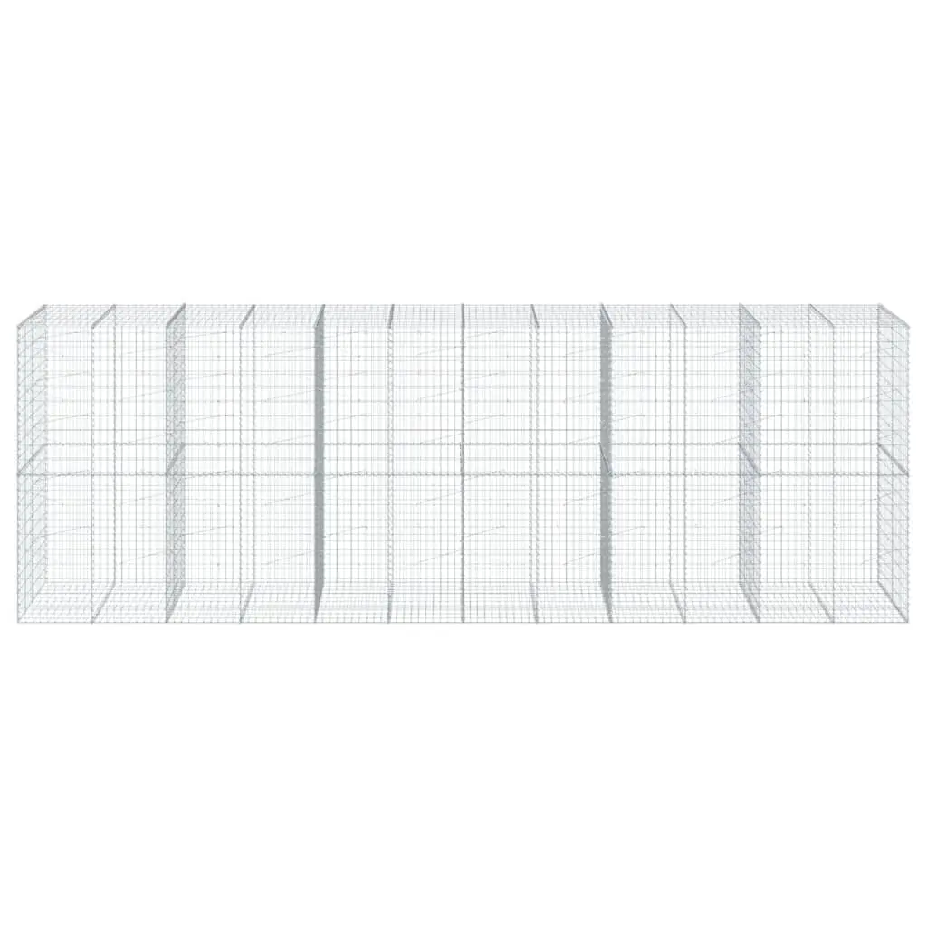 Gabion Basket Silver Wire Cage 600x100x200cm Galvanised Iron with Cover for Garden Retaining Wall