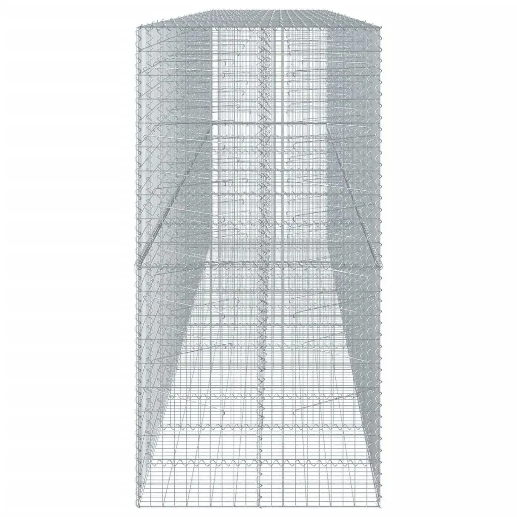 Gabion Basket Silver Wire Cage 600x100x200cm Galvanised Iron with Cover for Garden Retaining Wall