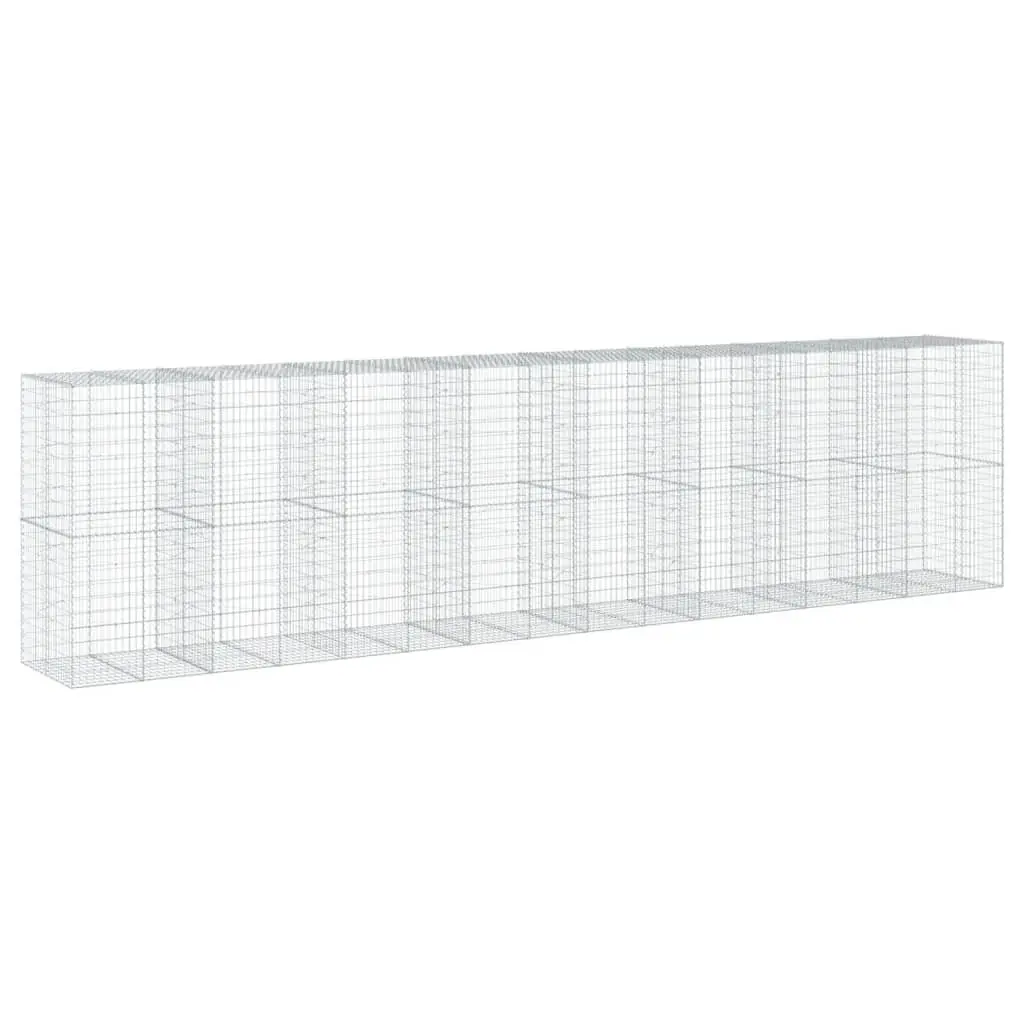 Gabion Basket Silver Galvanised Iron Wire 800x100x200 cm Outdoor Garden