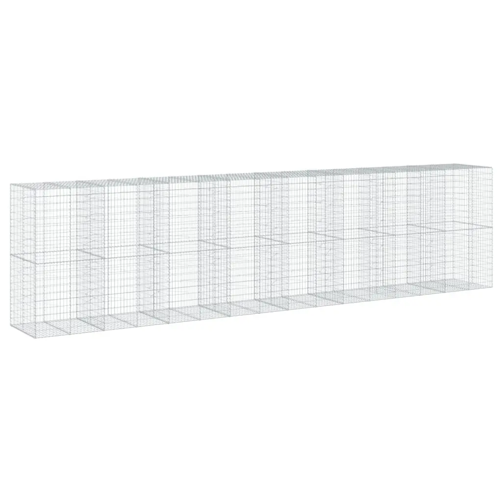 Gabion Basket Silver Galvanised Iron Wire 800x100x200 cm Outdoor Garden