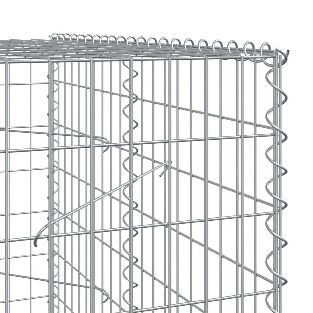 Gabion Basket Silver Galvanised Iron Wire 800x100x200 cm Outdoor Garden