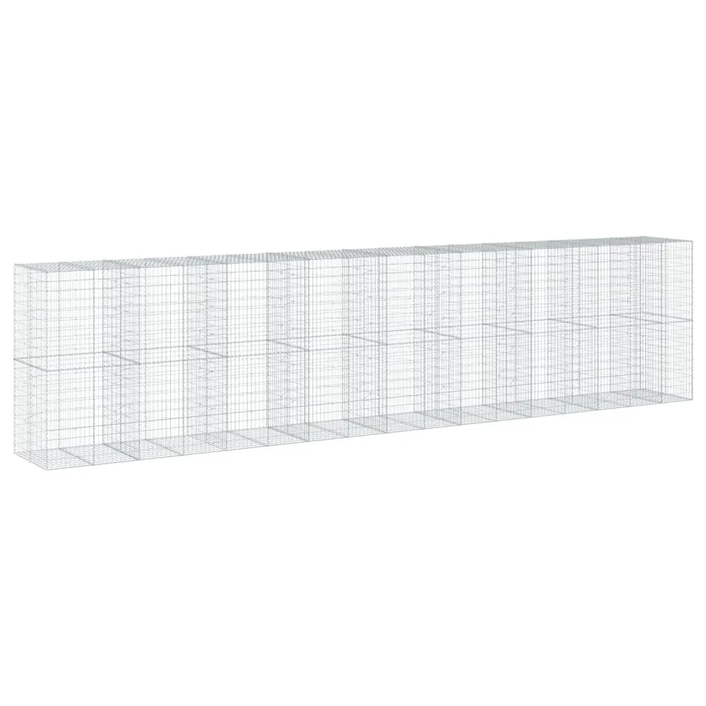 Gabion Basket Galvanised Iron 850x100x200 cm Silver with Cover for Garden Retaining Wall