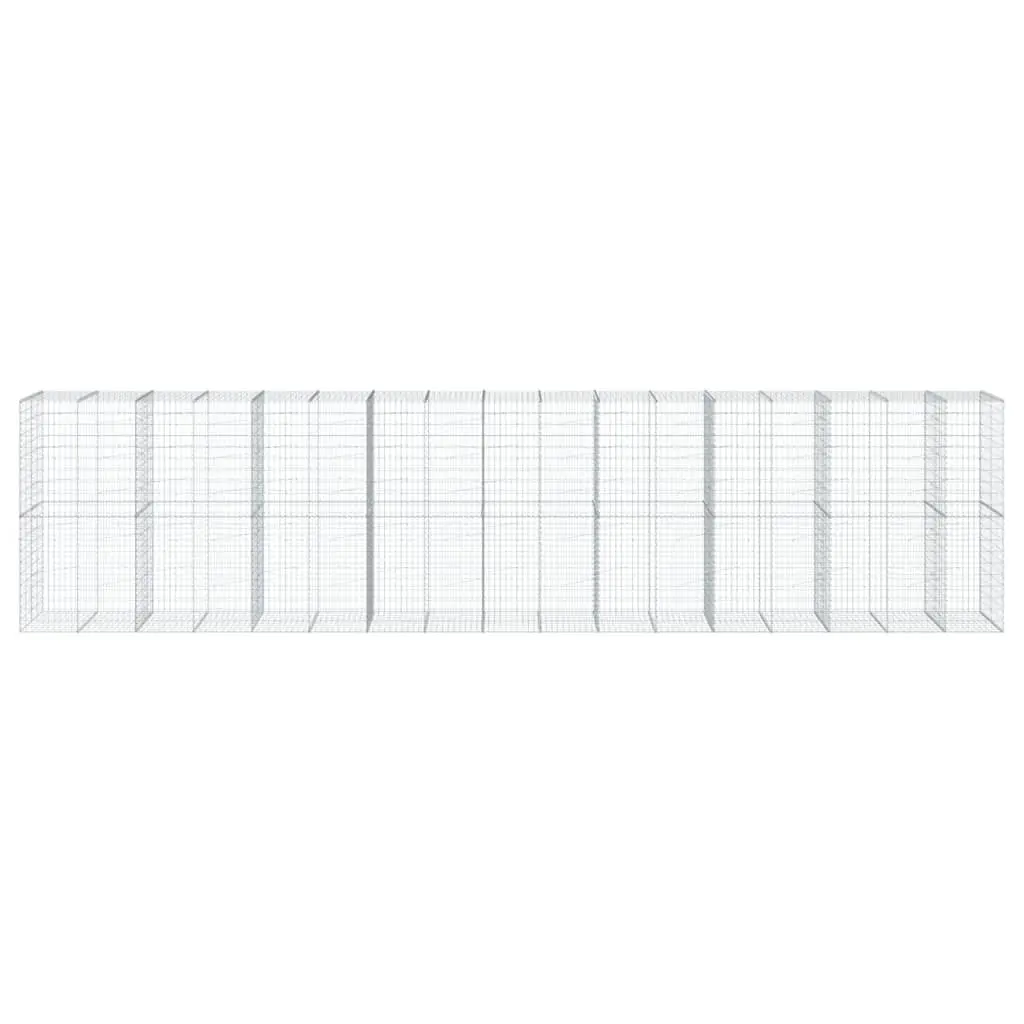 Gabion Basket Galvanised Iron 850x100x200 cm Silver with Cover for Garden Retaining Wall
