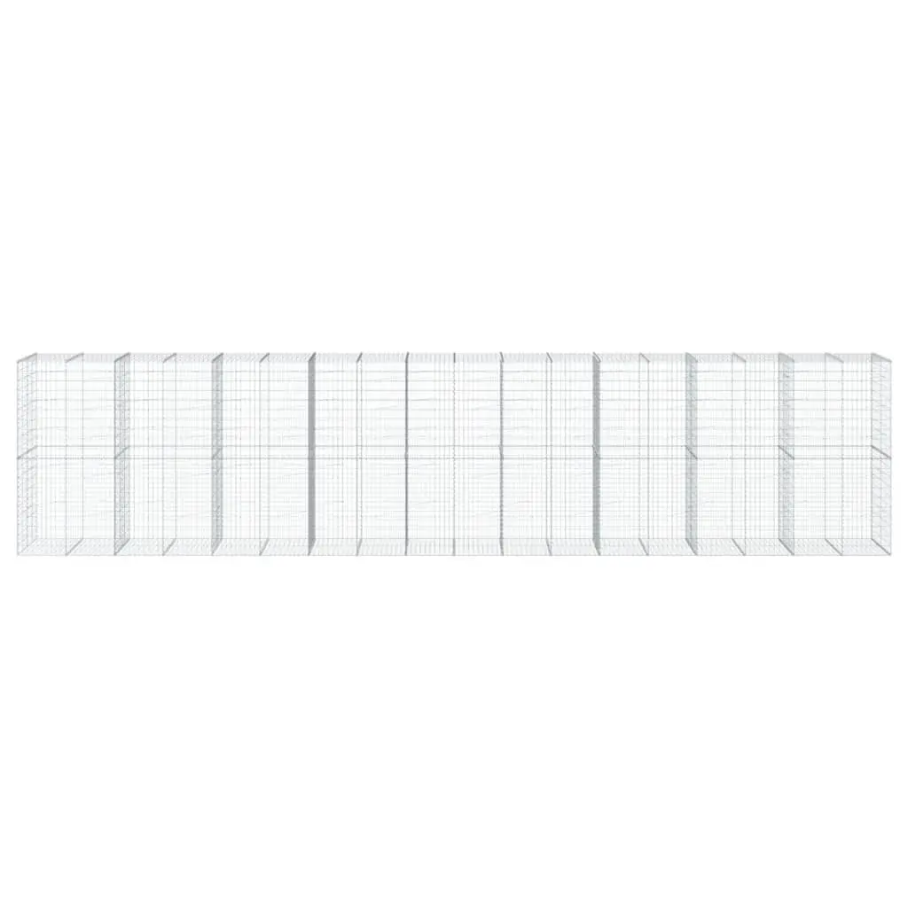Gabion Basket Galvanised Iron Wire 900x100x200 cm Silver Garden Retaining