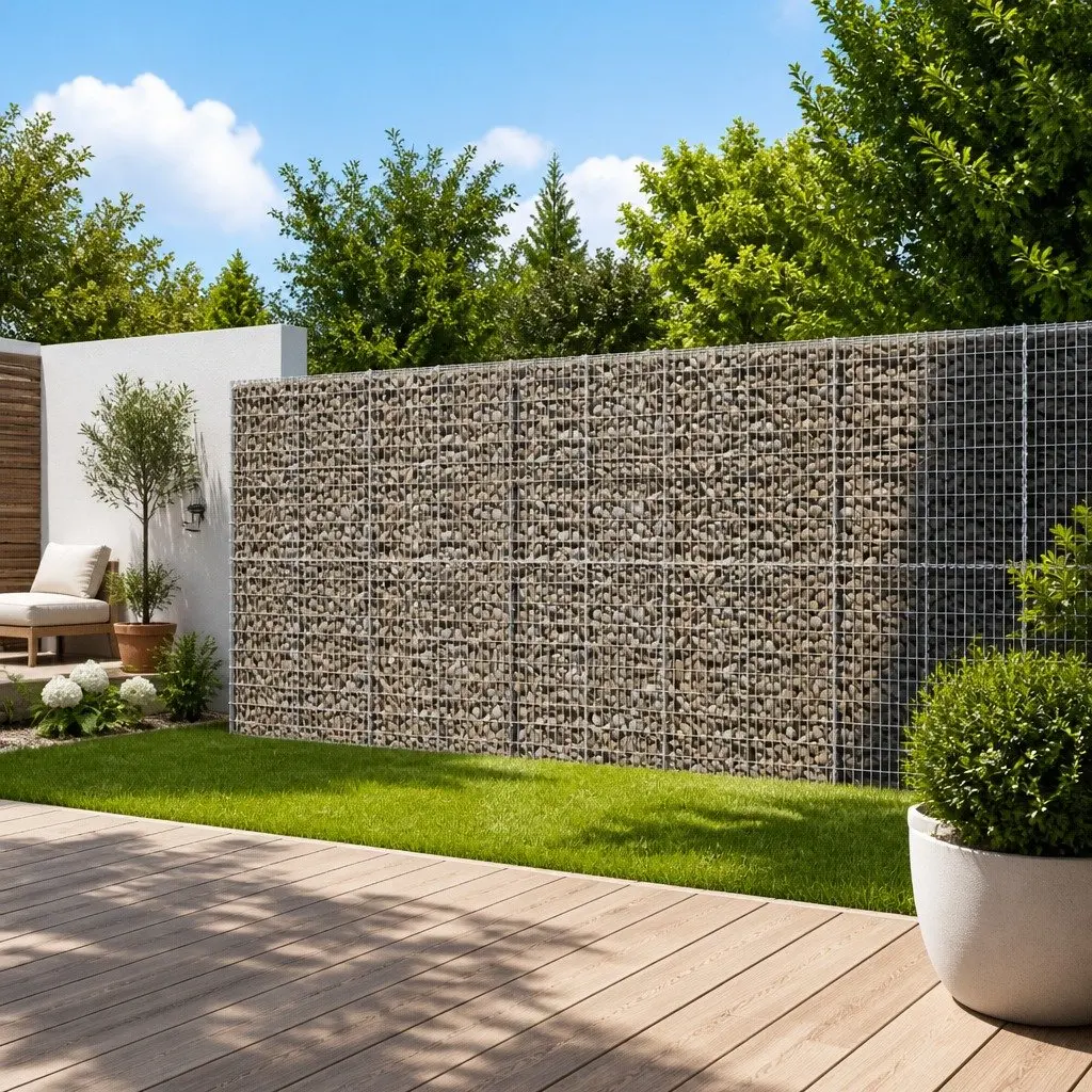 Gabion Basket 1050x100x200 cm Silver Galvanised Iron Wire with Cover for Garden Retaining