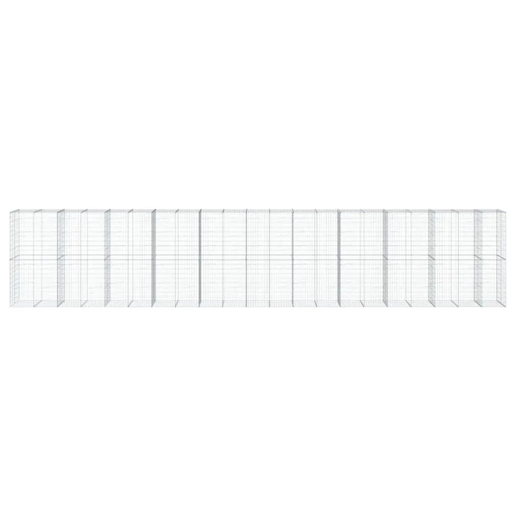 Gabion Basket 1050x100x200 cm Silver Galvanised Iron Wire with Cover for Garden Retaining