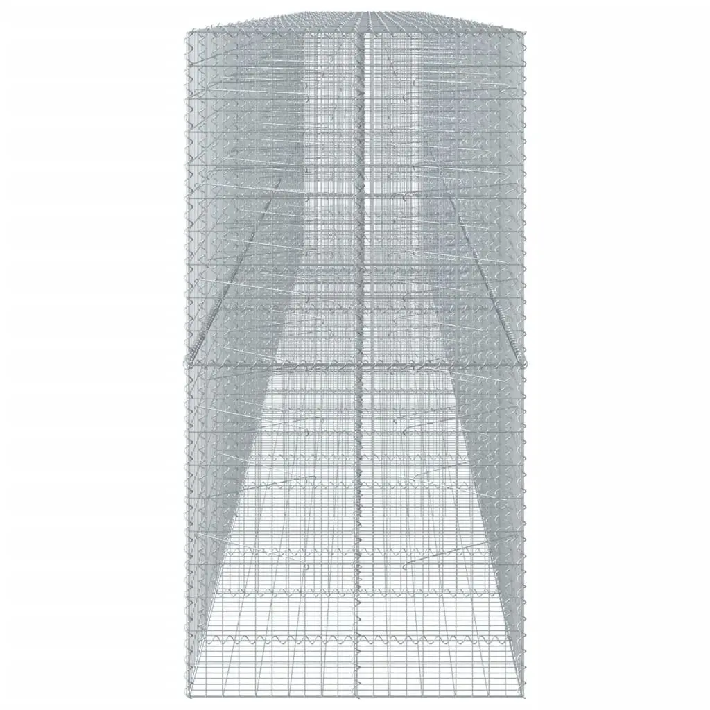 Gabion Basket 1050x100x200 cm Silver Galvanised Iron Wire with Cover for Garden Retaining
