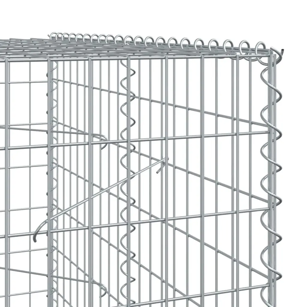 Gabion Basket 1050x100x200 cm Silver Galvanised Iron Wire with Cover for Garden Retaining