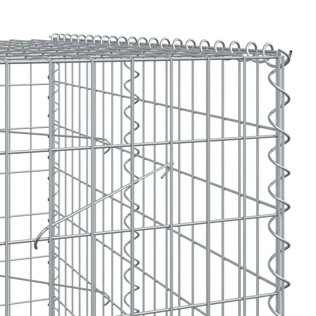 Gabion Basket Galvanised Iron 1150x100x200 cm Silver with Cover