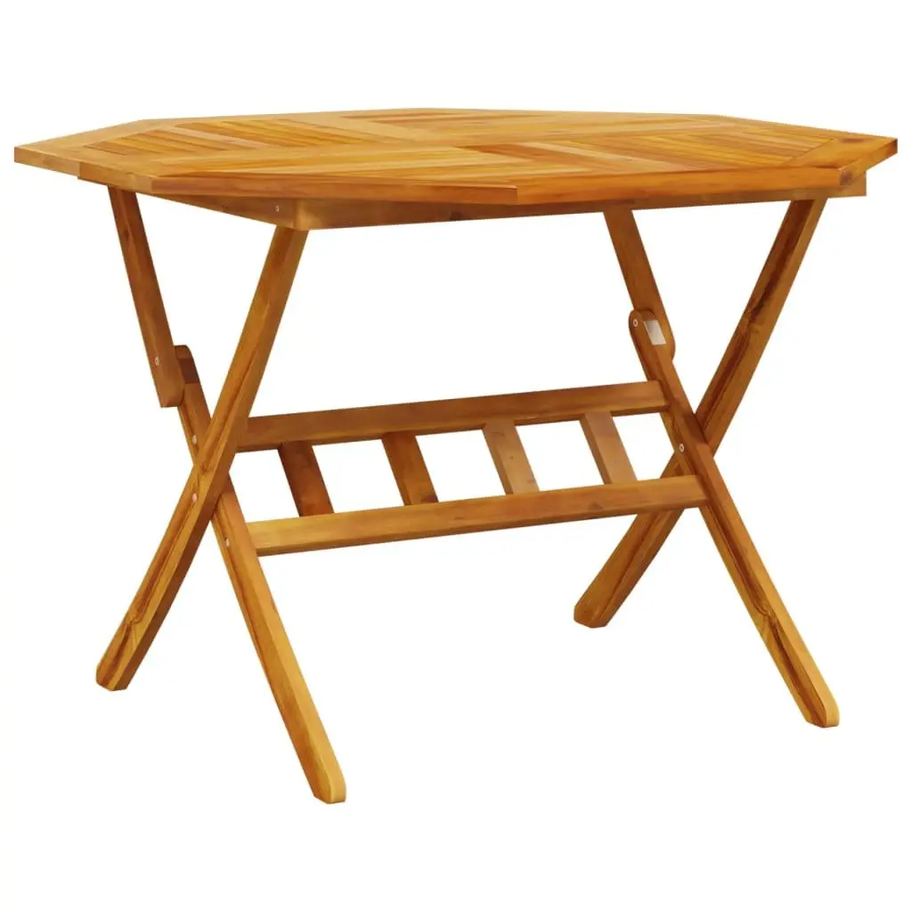 5 Piece Folding Acacia Wood Dining Set Brown Outdoor Patio Furniture