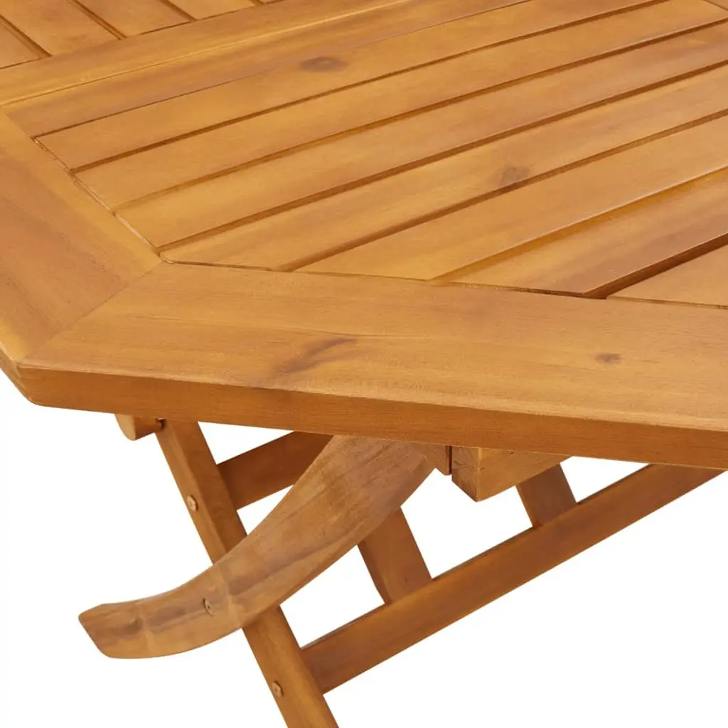5 Piece Folding Acacia Wood Dining Set Brown Outdoor Patio Furniture