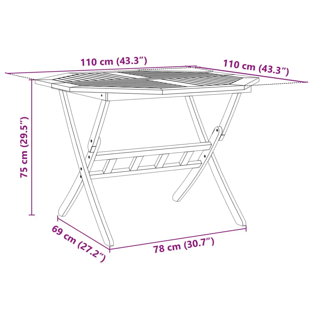 5 Piece Folding Acacia Wood Dining Set Brown Outdoor Patio Furniture