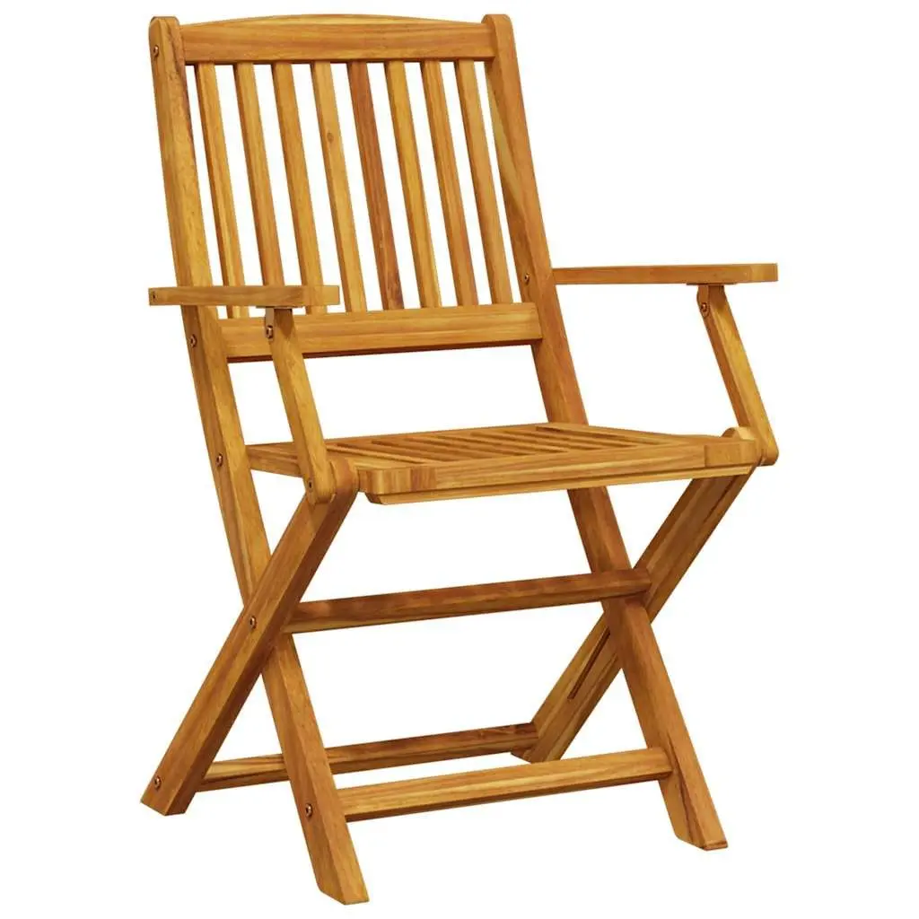 3 Piece Folding Bistro Set Solid Acacia Wood Outdoor Furniture Brown Garden