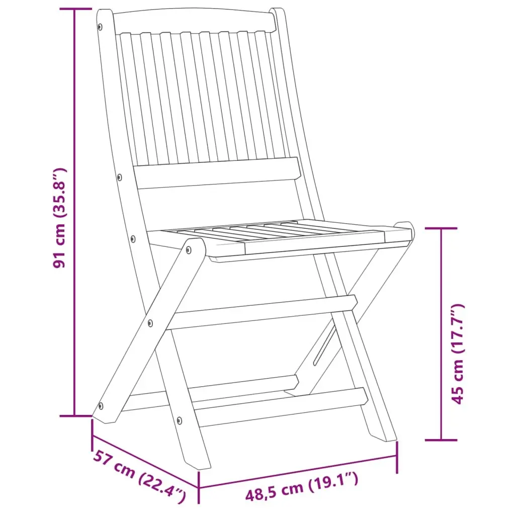 3 Piece Acacia Wood Bistro Set Foldable Brown Outdoor Garden Patio Furniture