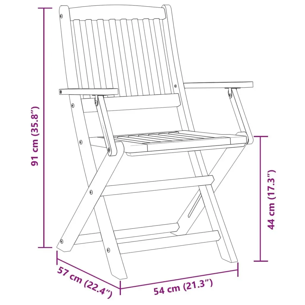 3 Piece Folding Bistro Set Solid Acacia Wood Brown