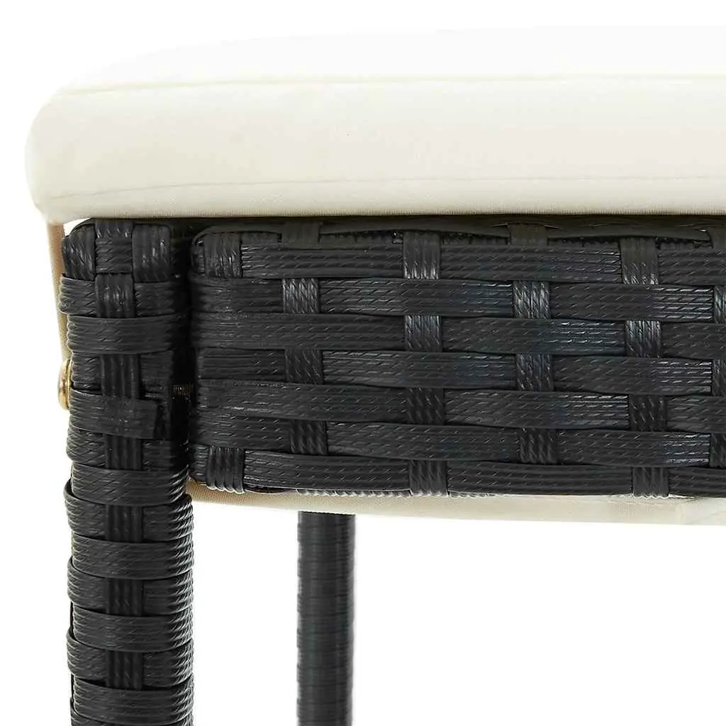 5 Piece Outdoor Dining Set Acacia Wood Table Poly Rattan Stools Black