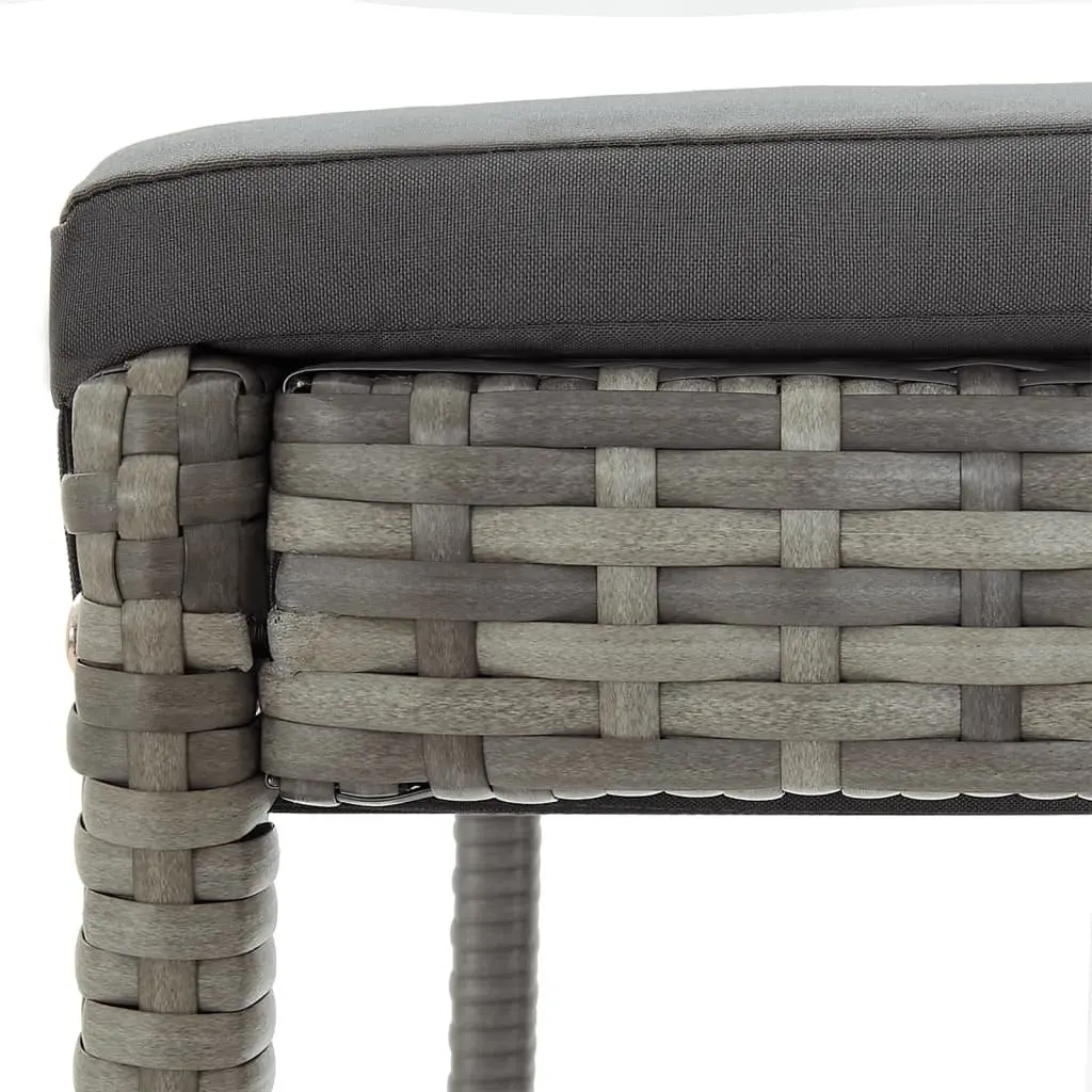 Garden Bar Set Acacia Wood PE Rattan 5 Piece Grey Outdoor Dining Stools Table