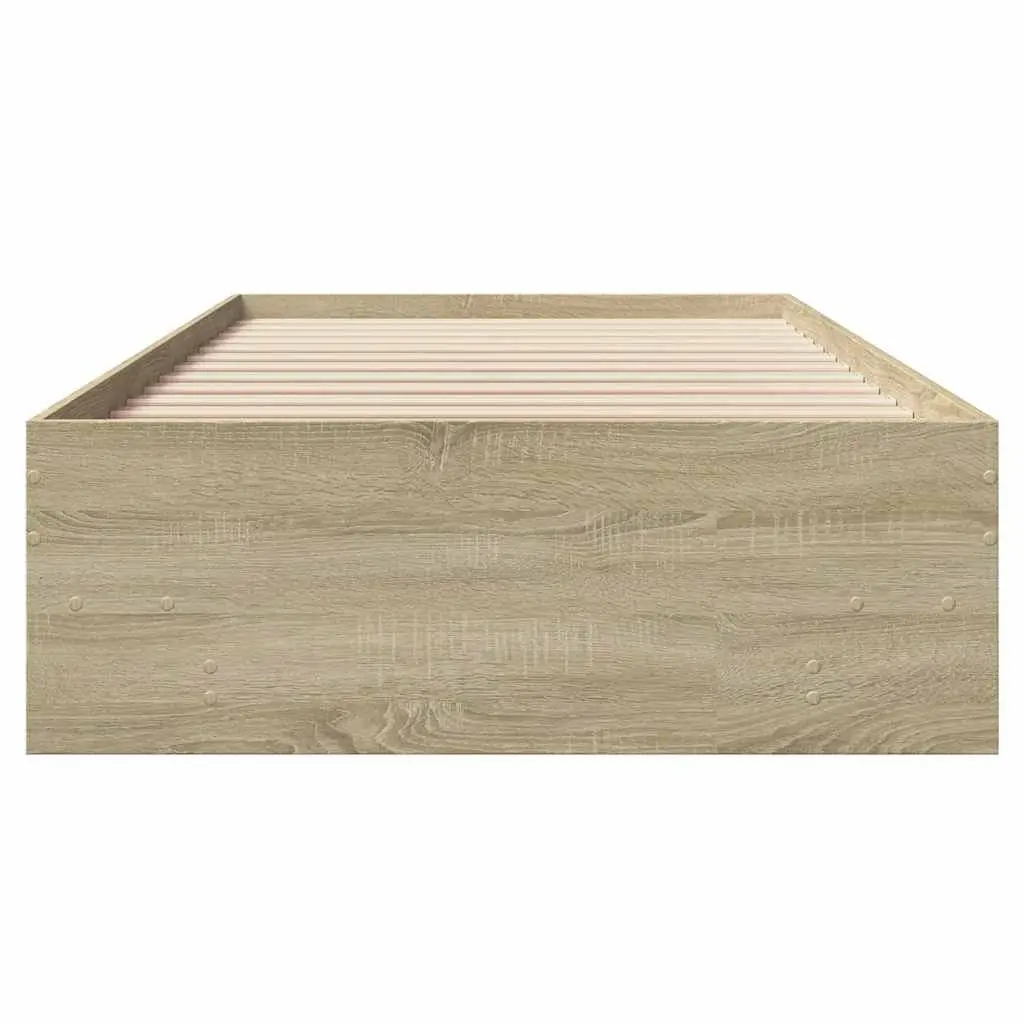 Bed Frame Sonoma Oak 90x190 cm Engineered Wood Slatted Base Storage Bedroom