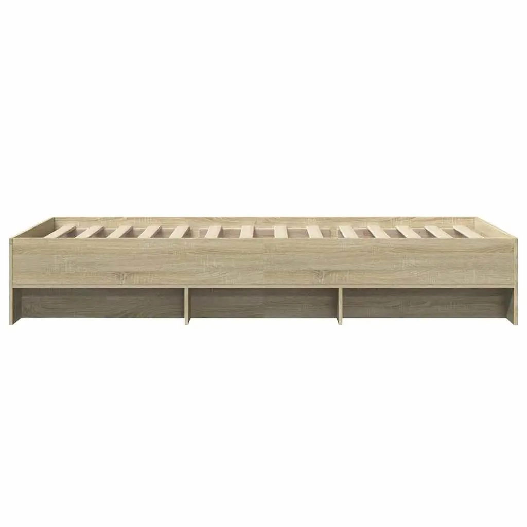 Bed Frame Sonoma Oak 90x190 cm Engineered Wood Slatted Base Storage Bedroom