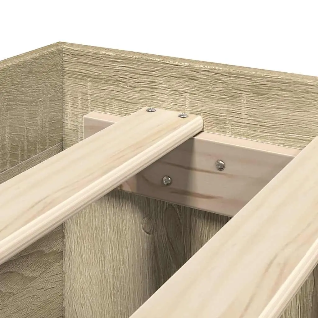 Bed Frame Sonoma Oak 90x190 cm Engineered Wood Slatted Base Storage Bedroom
