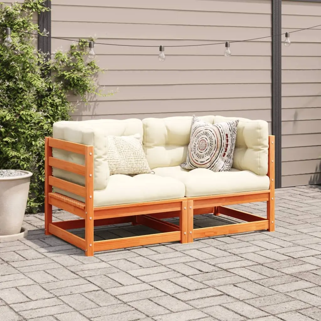 Garden Sofa Set 2 Piece Outdoor Furniture Brown Cushioned Patio Seating
