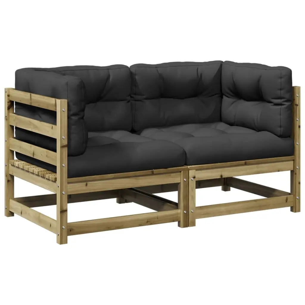 Garden Sofa Set Pinewood 2 Piece Outdoor Furniture with Cushions Brown