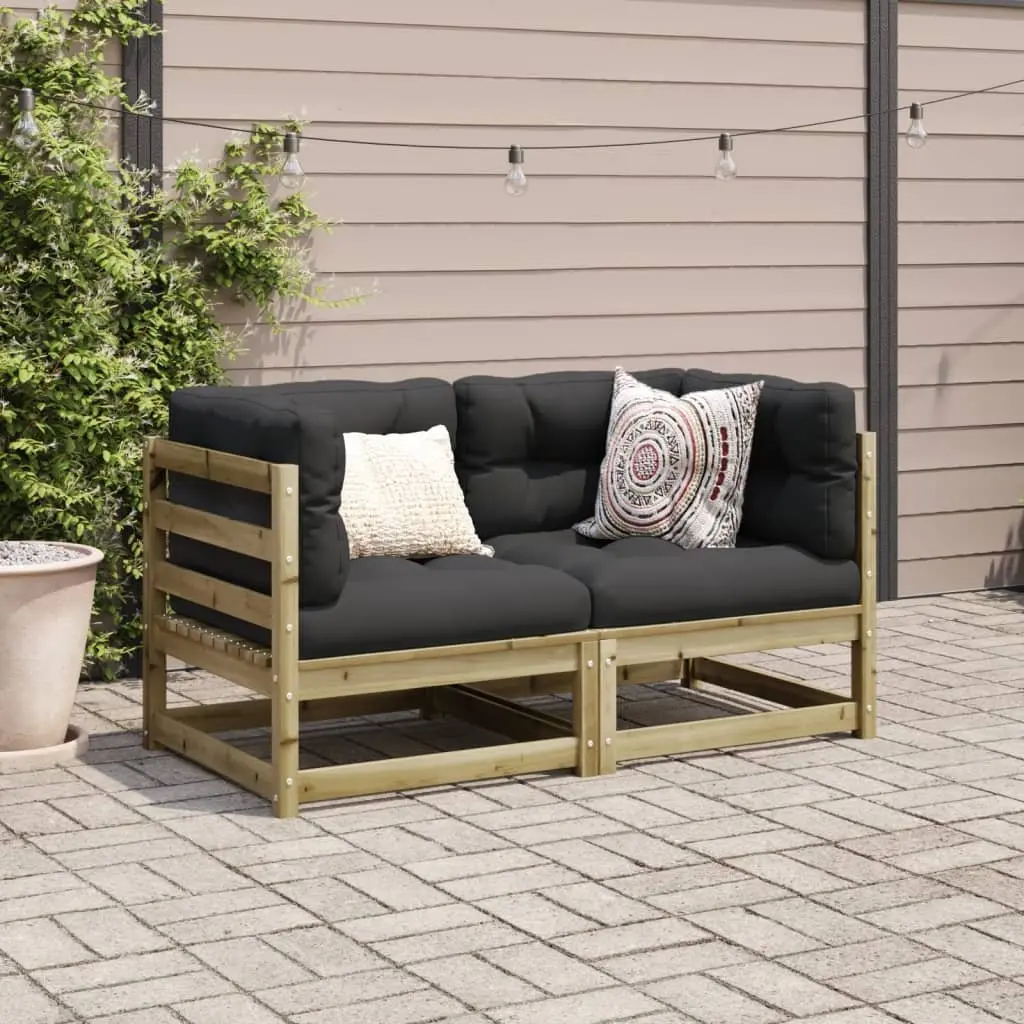 Garden Sofa Set Pinewood 2 Piece Outdoor Furniture with Cushions Brown