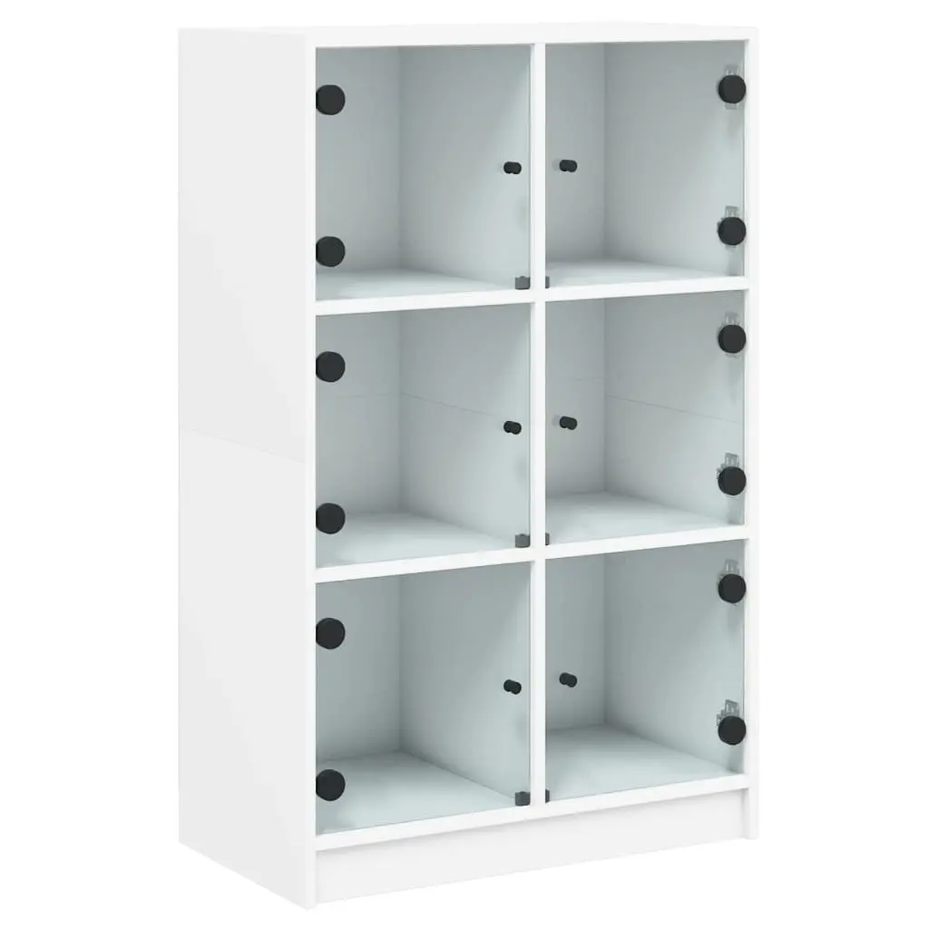 Highboard Storage Cabinet Engineered Wood Tall White