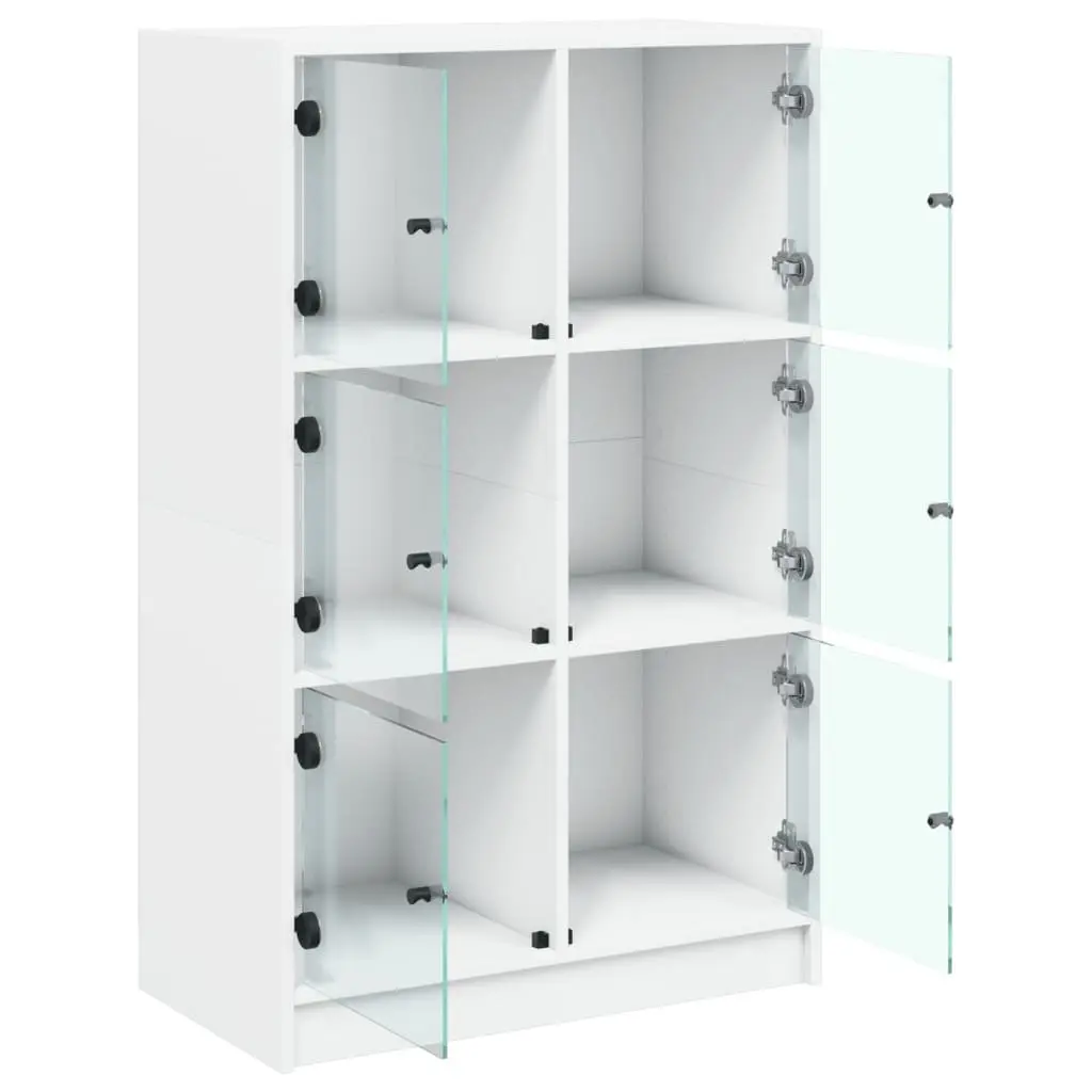 Highboard Storage Cabinet Engineered Wood Tall White