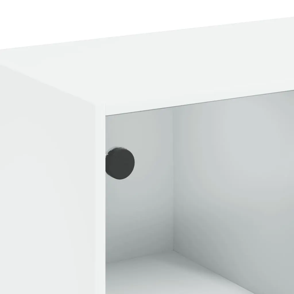 Highboard Storage Cabinet Engineered Wood Tall White