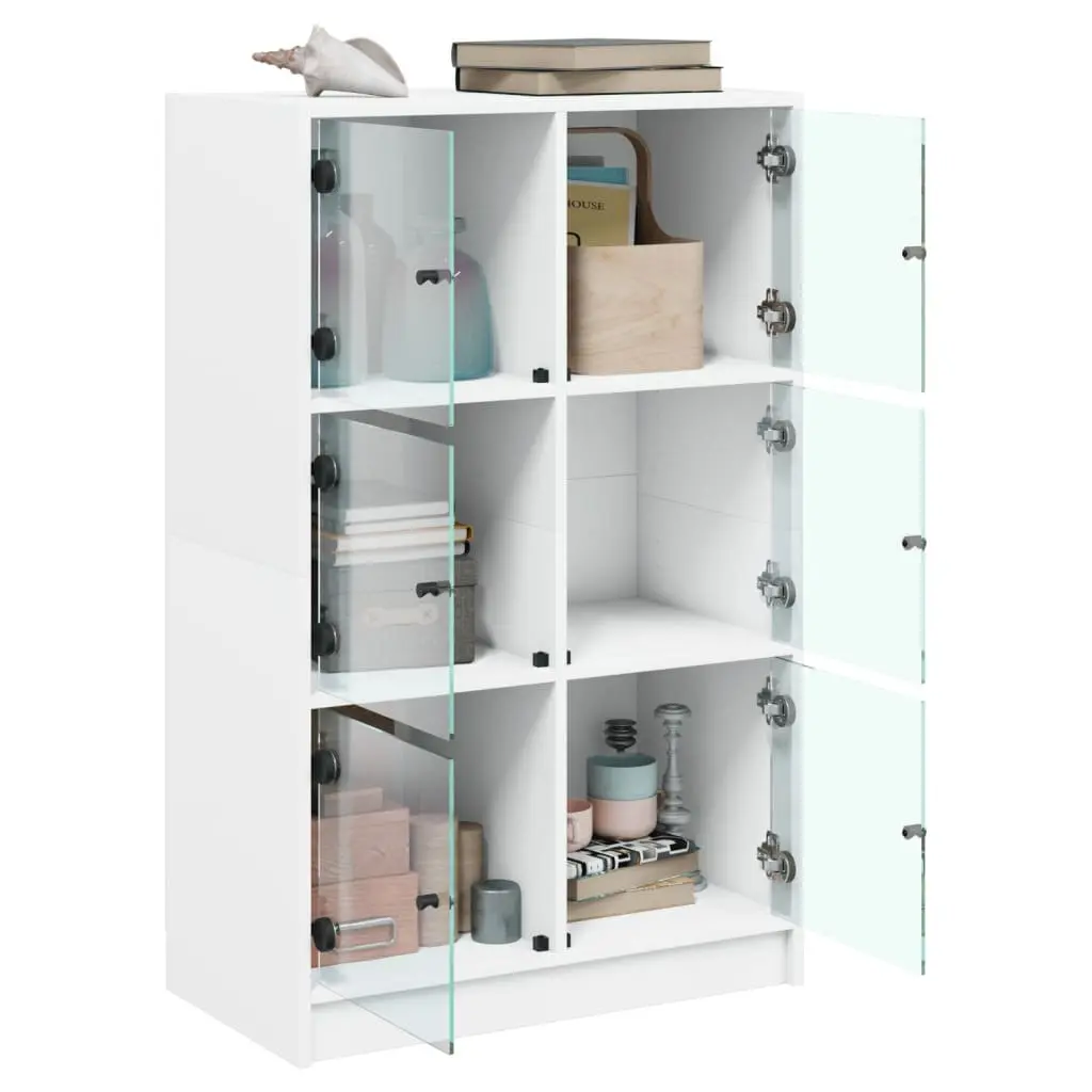 Highboard Storage Cabinet Engineered Wood Tall White