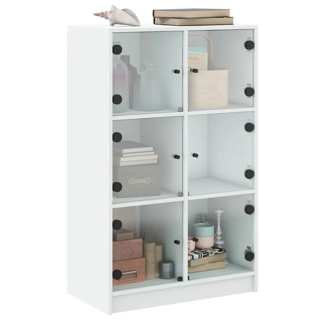 Highboard Storage Cabinet Engineered Wood Tall White