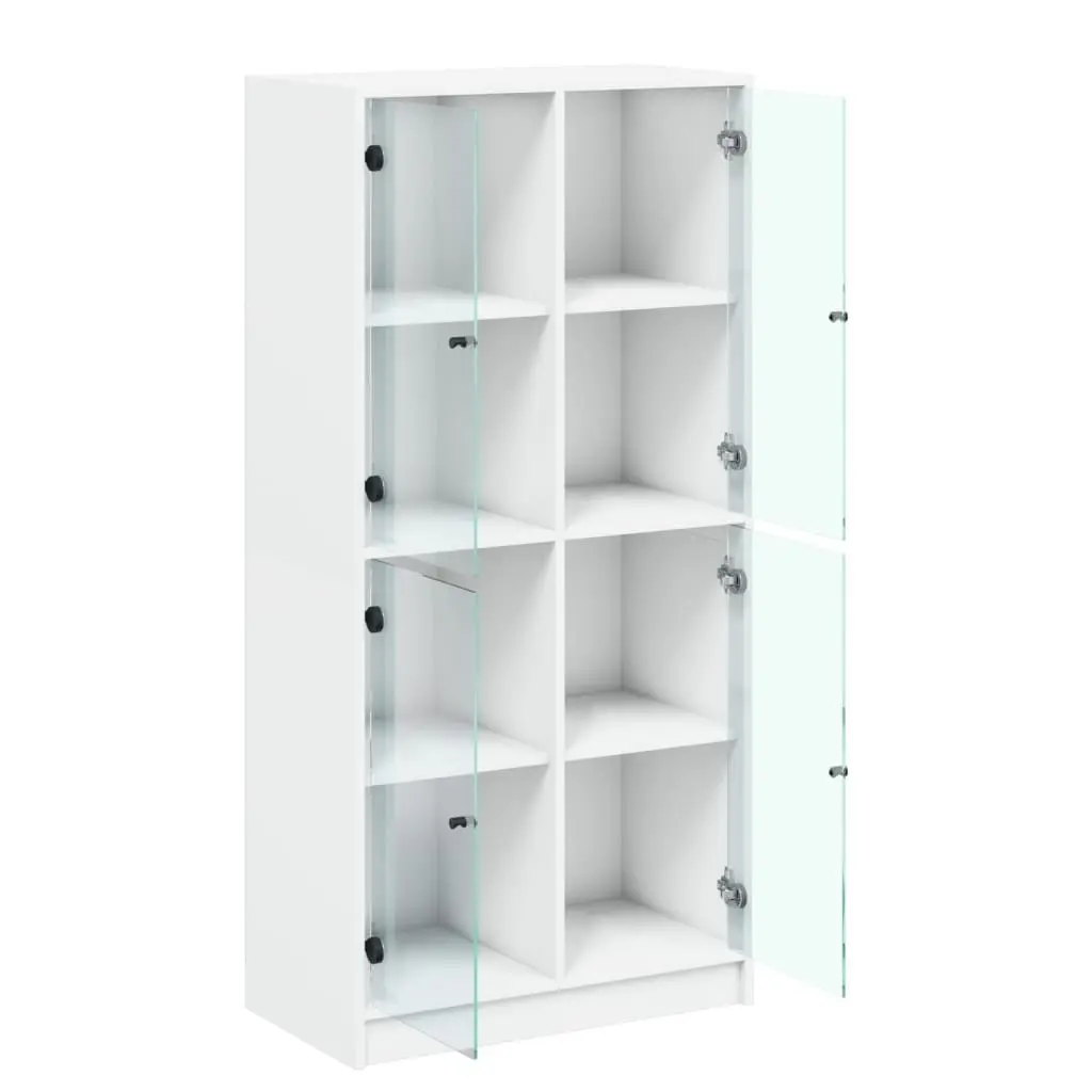 White Highboard Storage Cabinet with Doors Shelves Engineered Wood 68x37x142cm