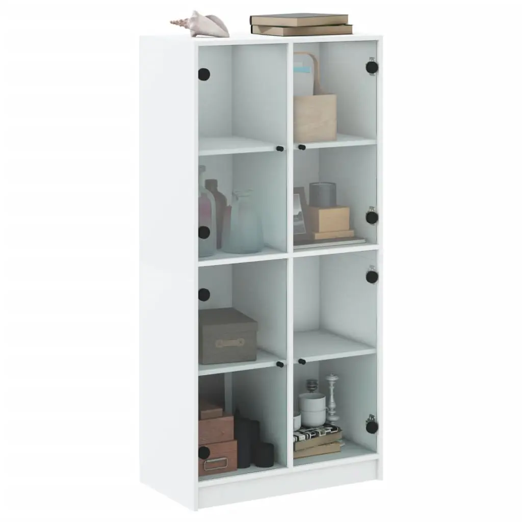 White Highboard Storage Cabinet with Doors Shelves Engineered Wood 68x37x142cm