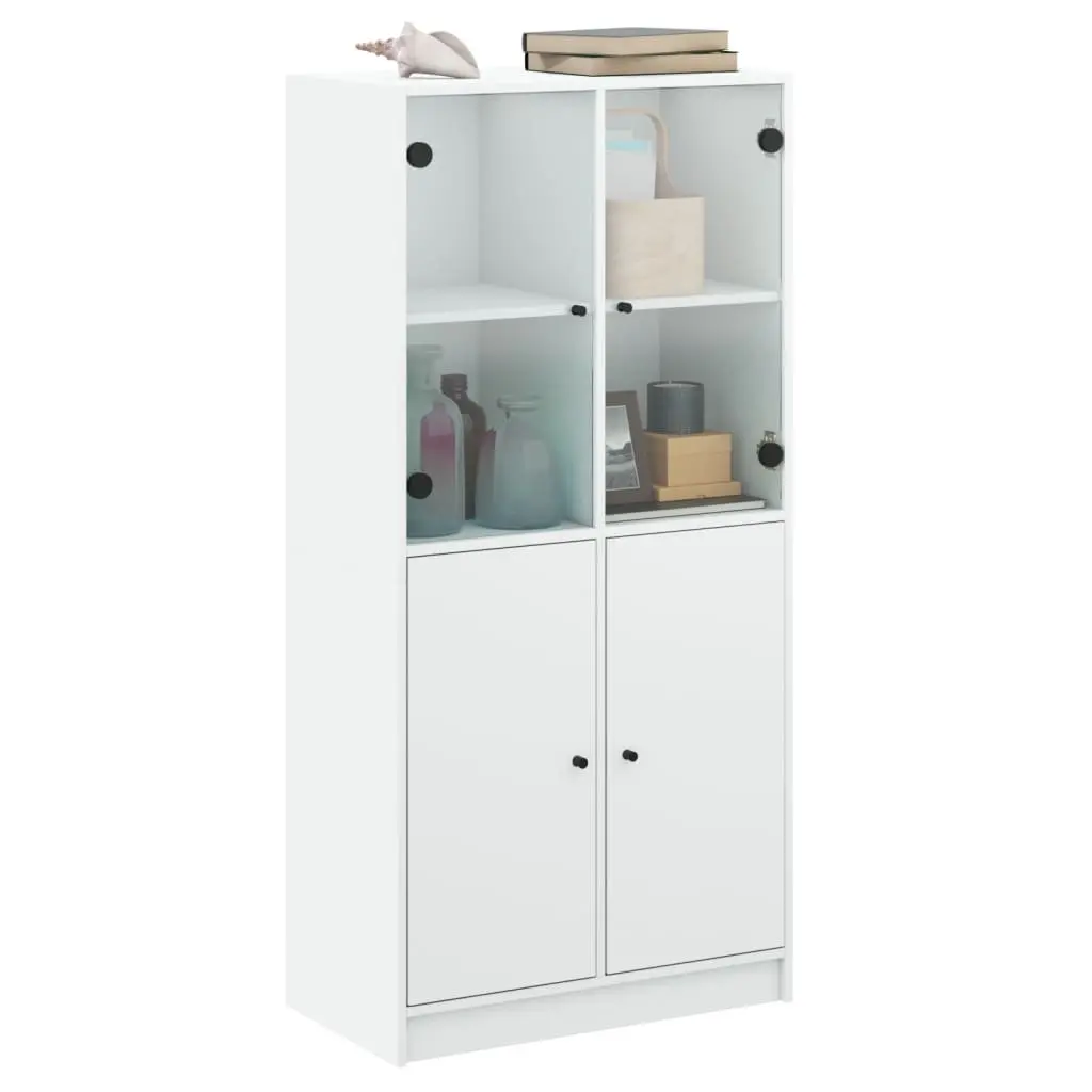 Highboard Storage Cabinet Engineered Wood White with Doors 68cm x 37cm x 142cm