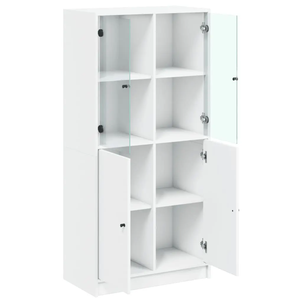 Highboard Storage Cabinet Engineered Wood White with Doors 68cm x 37cm x 142cm