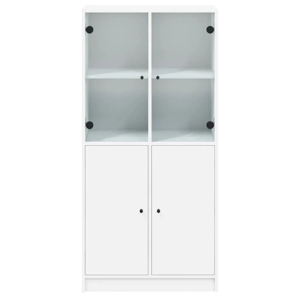 Highboard Storage Cabinet Engineered Wood White with Doors 68cm x 37cm x 142cm