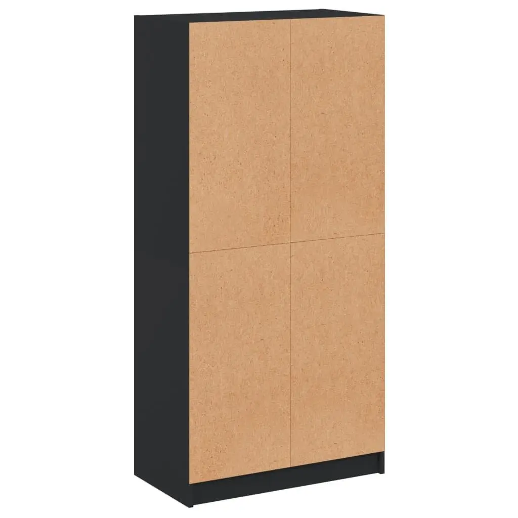 Highboard Storage Cabinet with Doors Black 68x37x142cm Engineered Wood Organiser