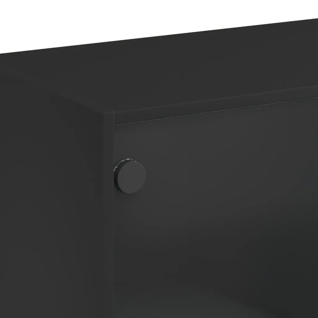 Highboard Storage Cabinet with Doors Black 68x37x142cm Engineered Wood Organiser