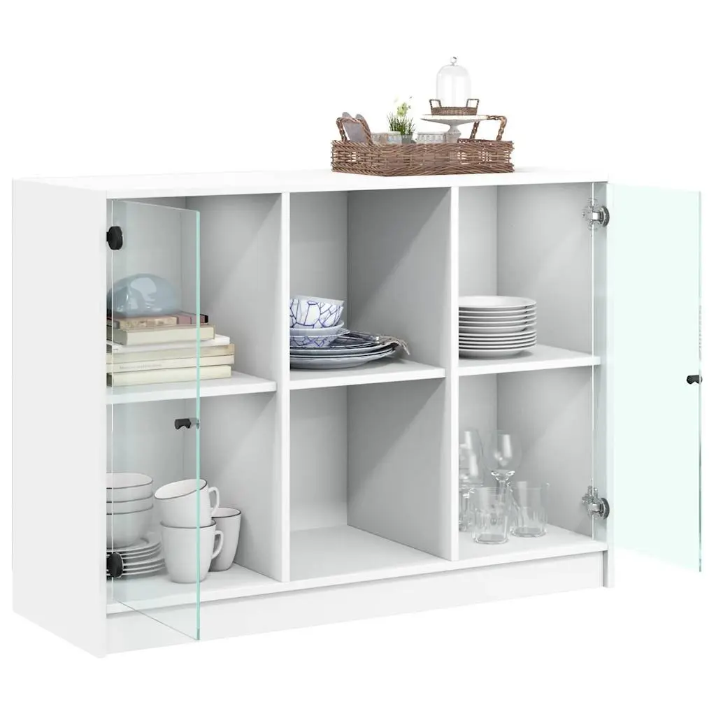 Sideboard Engineered Wood 102x37x75.5 cm White Storage Cabinet Furniture