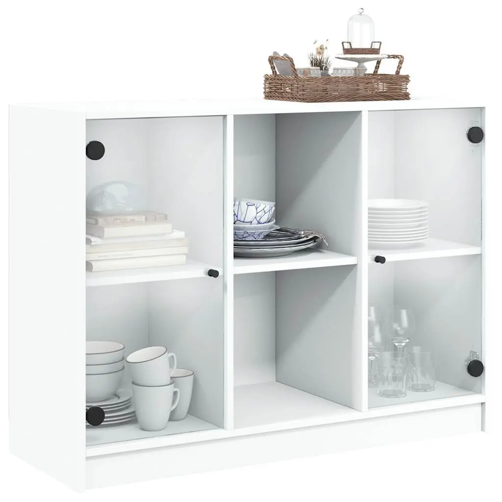 Sideboard Engineered Wood 102x37x75.5 cm White Storage Cabinet Furniture