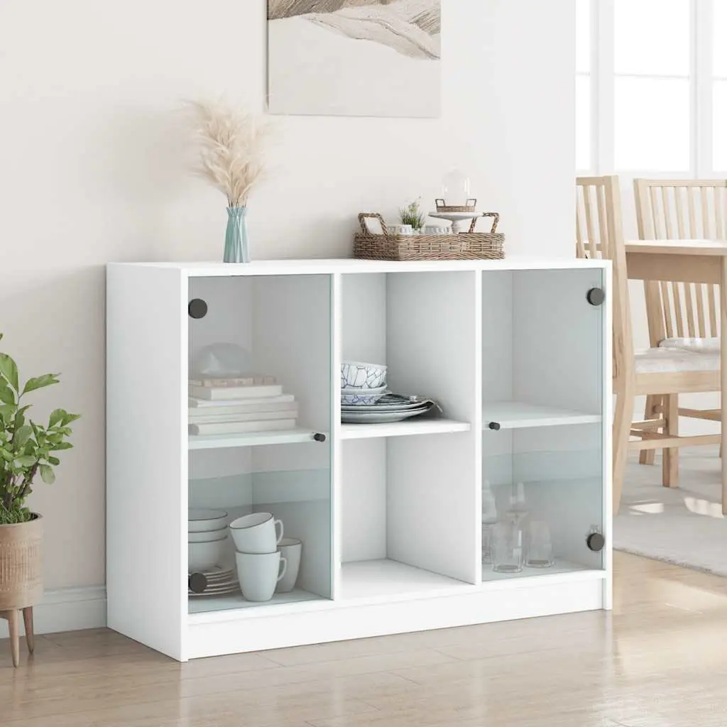 Sideboard Engineered Wood 102x37x75.5 cm White Storage Cabinet Furniture