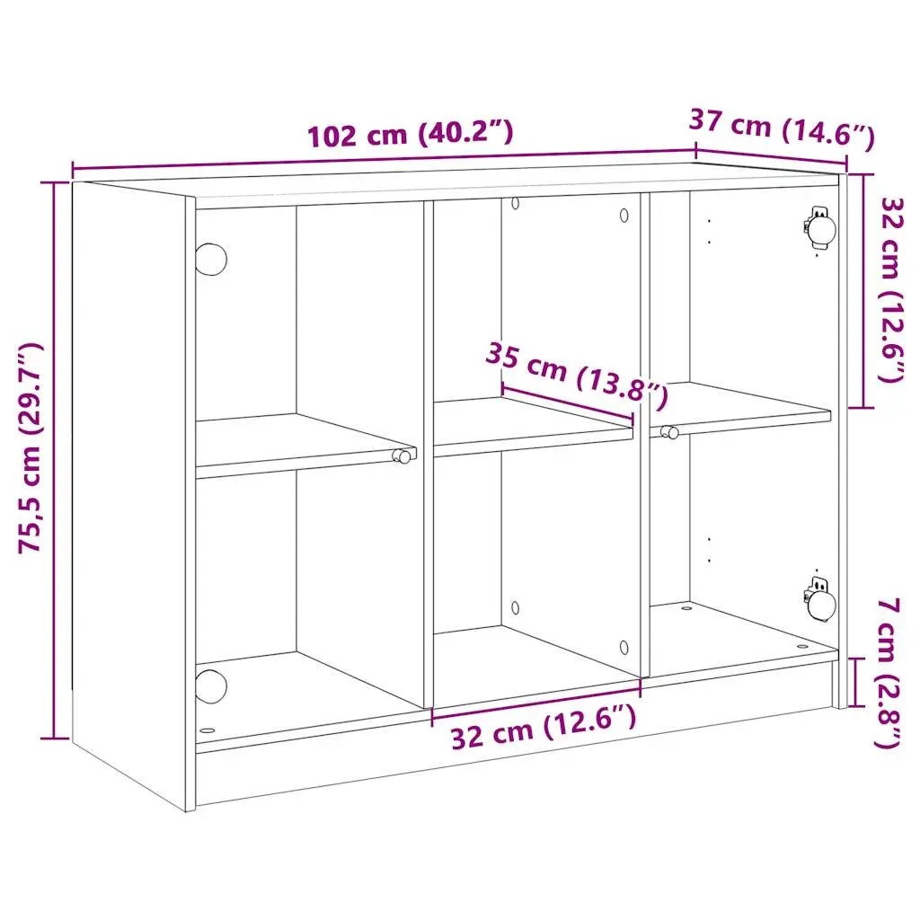 Sideboard Engineered Wood 102x37x75.5 cm White Storage Cabinet Furniture