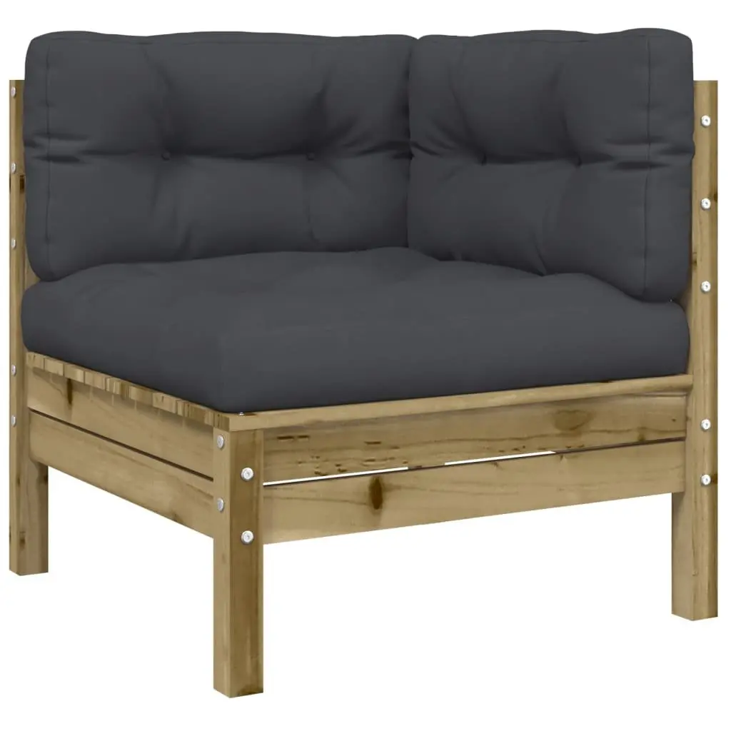 Garden Sofa Set Modular Solid Pinewood 3 Piece Outdoor Furniture Brown Cushions