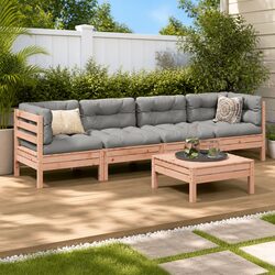 Outdoor Garden Sofa Set 5 Piece Wood Furniture Patio Seating with Cushions