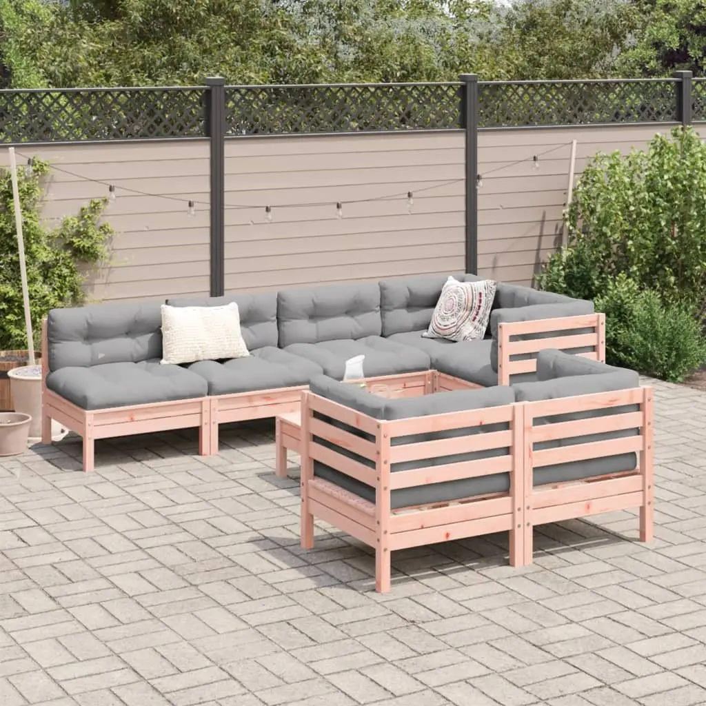 8 Piece Garden Sofa Set Outdoor Furniture with Cushions Wood Patio Seating
