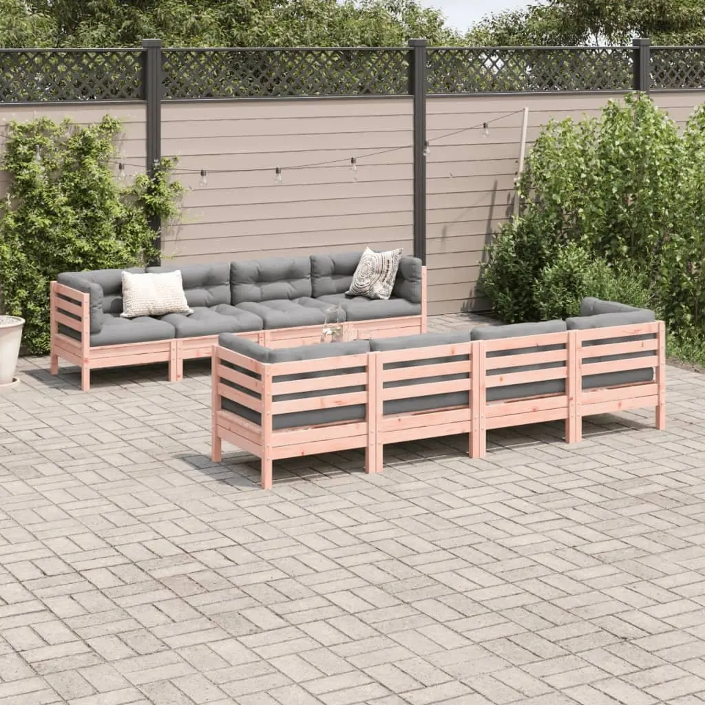 9 Piece Outdoor Garden Sofa Set Modular Solid Wood Brown with Cushions