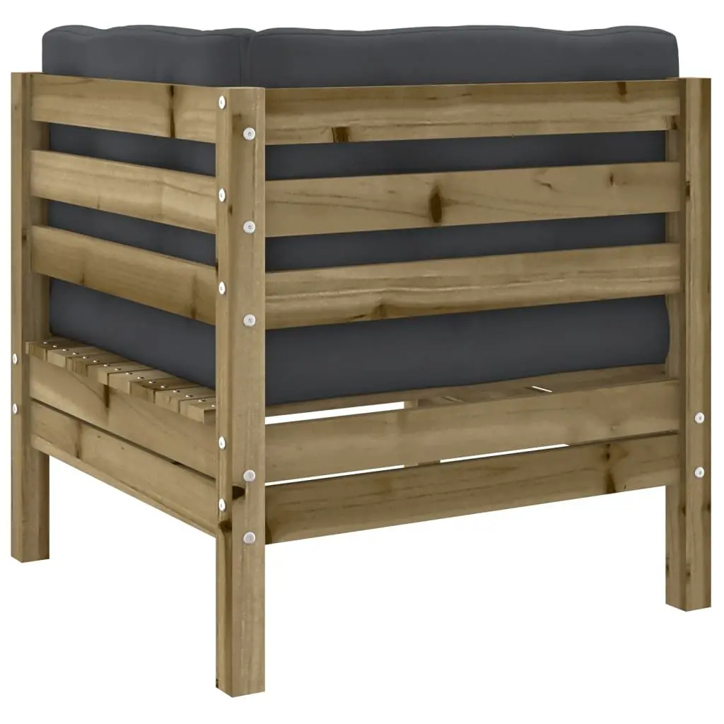 9 Piece Modular Outdoor Furniture Set with Brown Cushions Solid Pinewood Patio Sofa